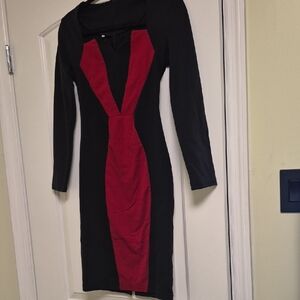 SHEIN Black and Red Long Sleeve Dress